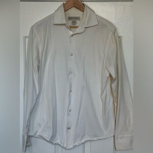 Y2K Banana Republic Cream Textured Cotton Button Down Shirt L EUC
